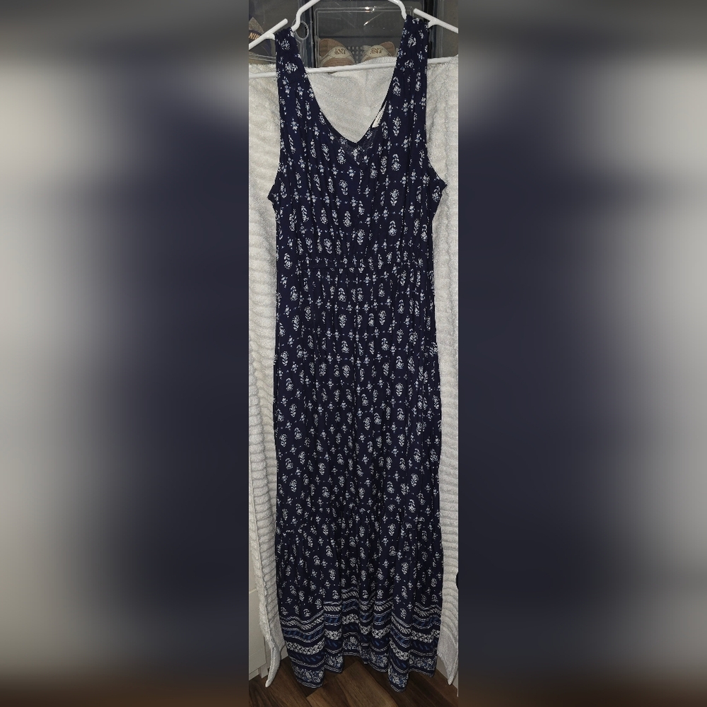 beachlunchlounge Navy Floral Maxi Dress, Large